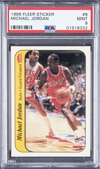 1986-87 Fleer Sticker #8 Michael Jordan Rookie Card – PSA MINT 9